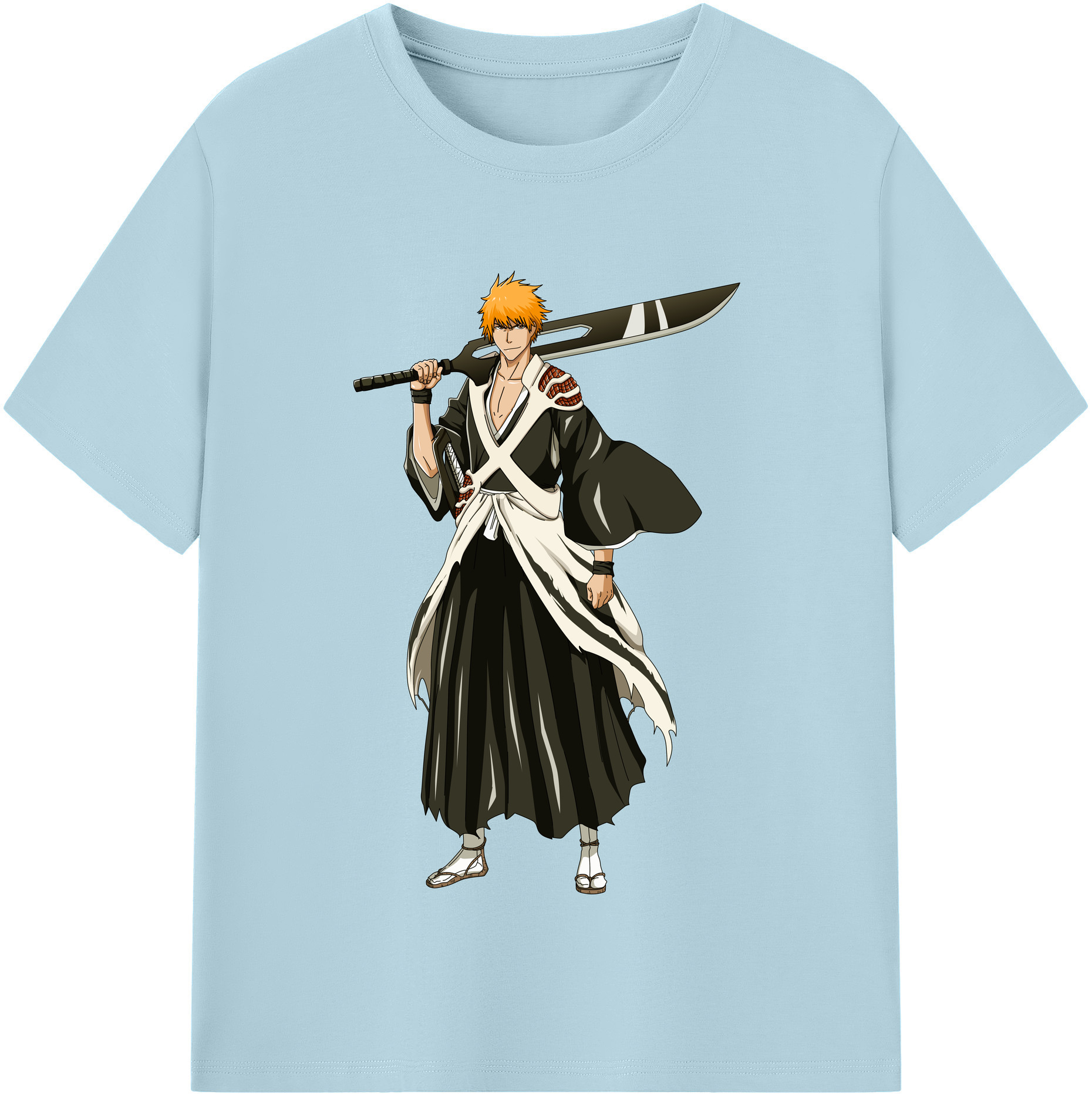 （画像用） ブリーチ 黒崎一護（くろさき いちご）BLEACH Kurosaki Ichigo 綿100％半袖Tシャツ（フロントプリント）